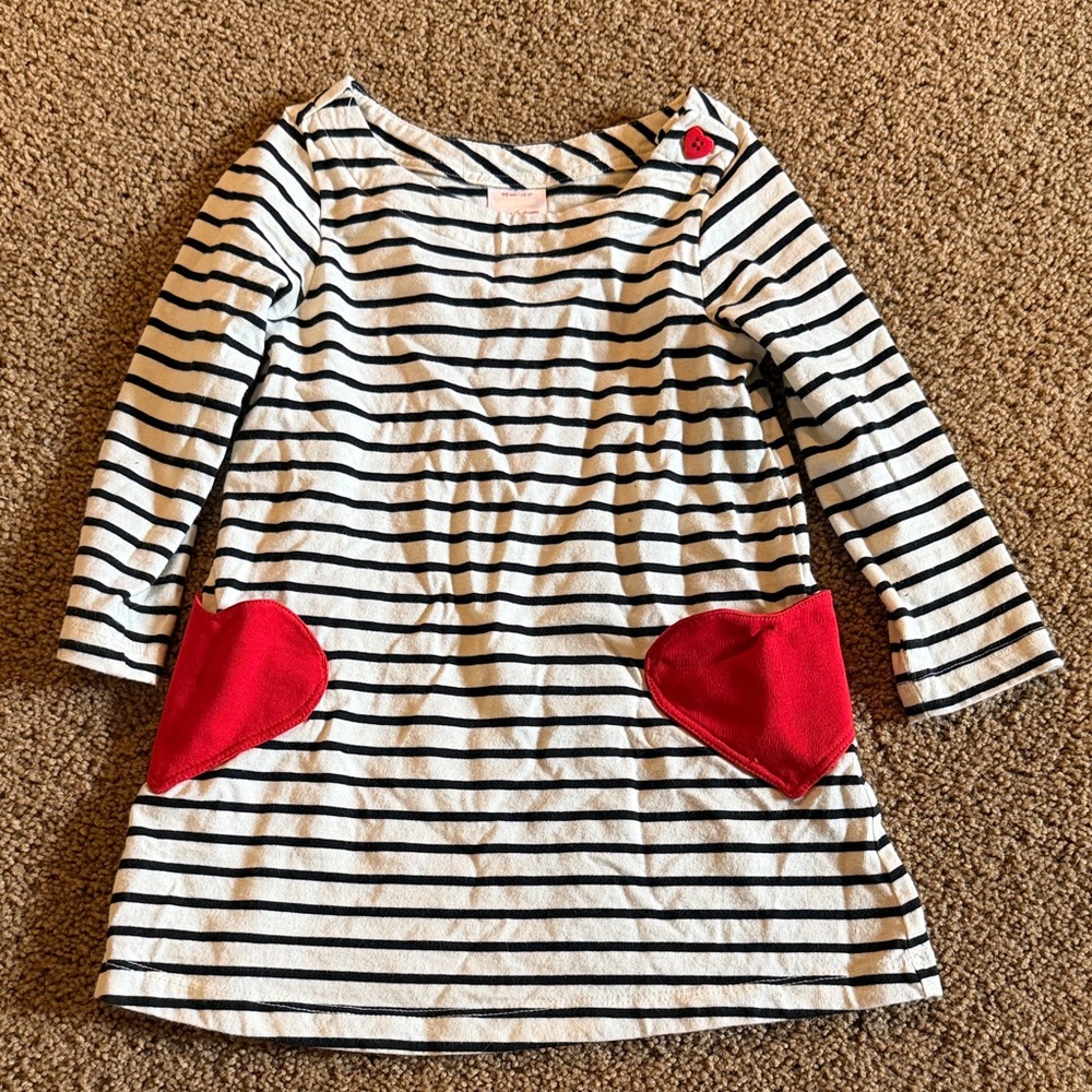 Hanna Andersson Long Sleeve Swing Dress with Pockets in Sweetheart Stripes 3T